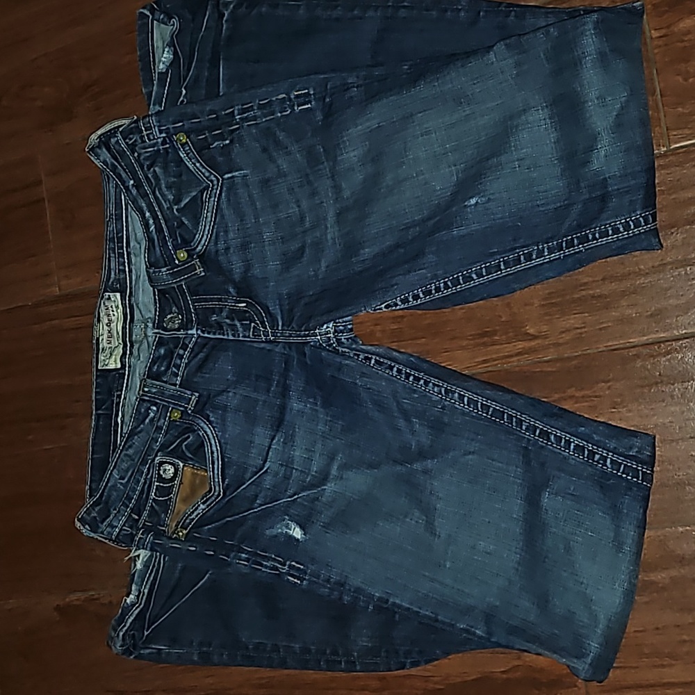 MEK DENIM USA {Size 28W 34L} Women's Bootcut Flare Destroyed Jeans